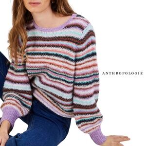 Anthropologie The Korner Striped Chunky Knit Sweater | Size S/M